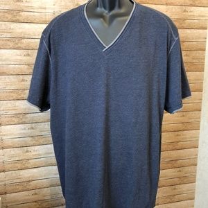 INC Basic Navy Gray Trim V-Neck Tee-shirt XXL